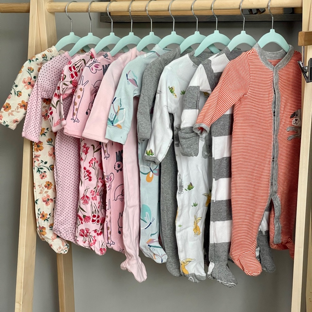 Baby Girl Footed Pajamas Bundle 10 pieces